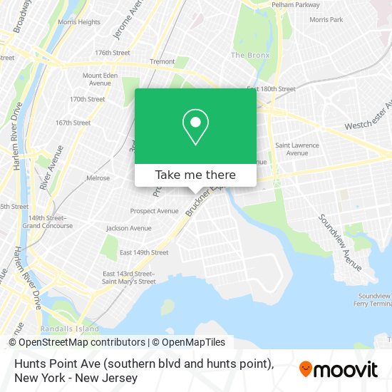 Hunts Point Ave (southern blvd and hunts point) map