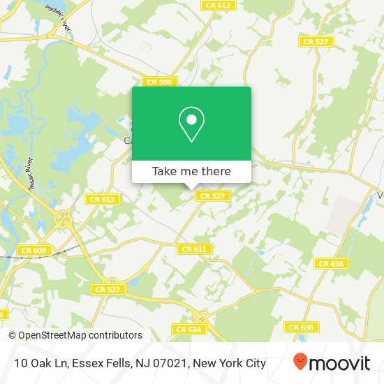 Mapa de 10 Oak Ln, Essex Fells, NJ 07021
