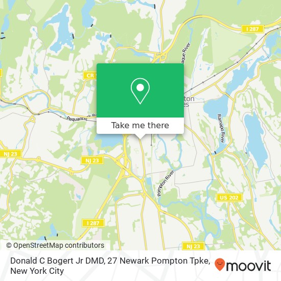 Mapa de Donald C Bogert Jr DMD, 27 Newark Pompton Tpke