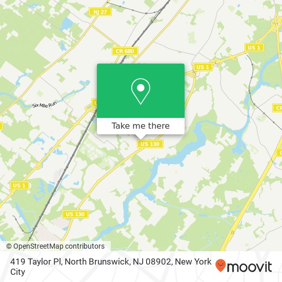 Mapa de 419 Taylor Pl, North Brunswick, NJ 08902