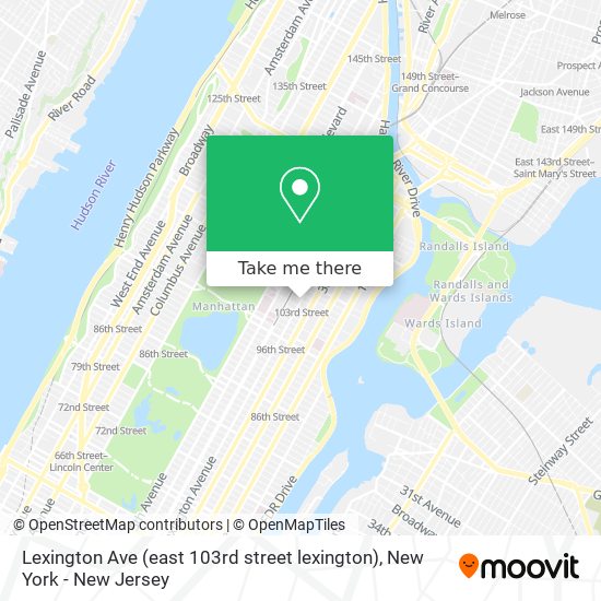 Lexington Ave (east 103rd street lexington) map