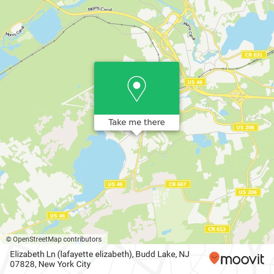 Elizabeth Ln (lafayette elizabeth), Budd Lake, NJ 07828 map