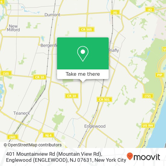 Mapa de 401 Mountainview Rd (Mountain View Rd), Englewood (ENGLEWOOD), NJ 07631