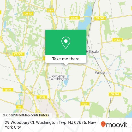 Mapa de 29 Woodbury Ct, Washington Twp, NJ 07676