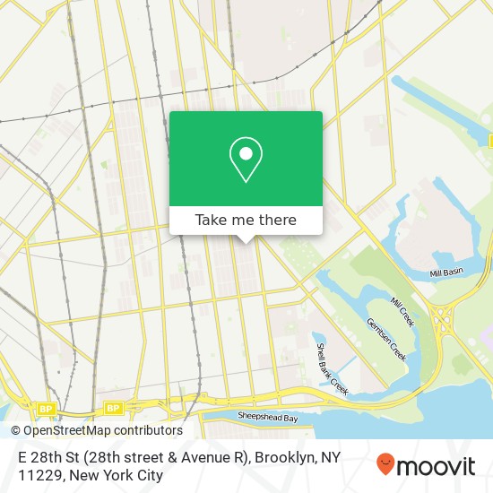 Mapa de E 28th St (28th street & Avenue R), Brooklyn, NY 11229