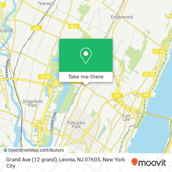 Mapa de Grand Ave (12 grand), Leonia, NJ 07605