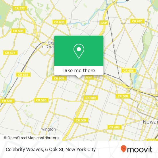 Celebrity Weaves, 6 Oak St map