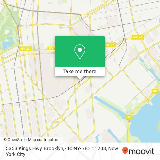 Mapa de 5353 Kings Hwy, Brooklyn, <B>NY< / B> 11203