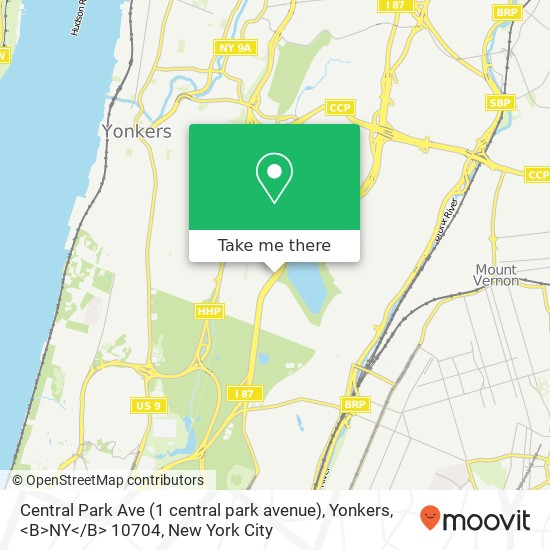Central Park Ave (1 central park avenue), Yonkers, <B>NY< / B> 10704 map