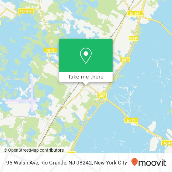 Mapa de 95 Walsh Ave, Rio Grande, NJ 08242