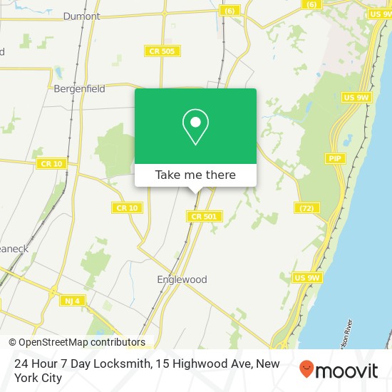 Mapa de 24 Hour 7 Day Locksmith, 15 Highwood Ave