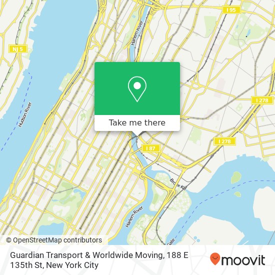 Mapa de Guardian Transport & Worldwide Moving, 188 E 135th St