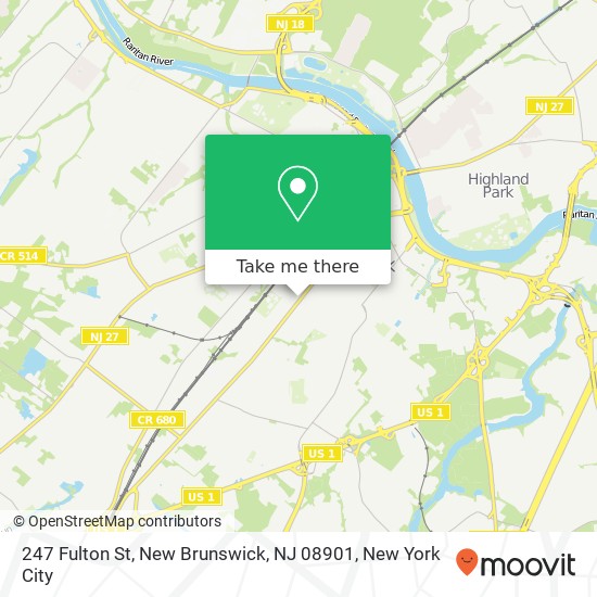 Mapa de 247 Fulton St, New Brunswick, NJ 08901