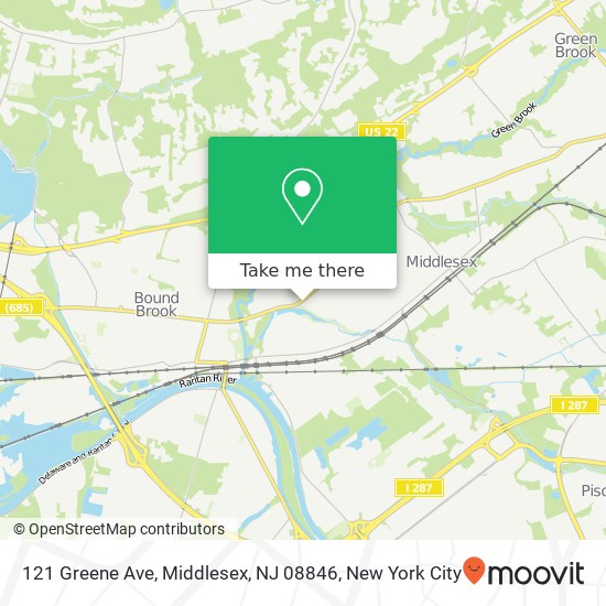 Mapa de 121 Greene Ave, Middlesex, NJ 08846