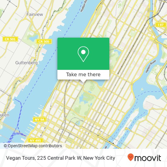 Mapa de Vegan Tours, 225 Central Park W
