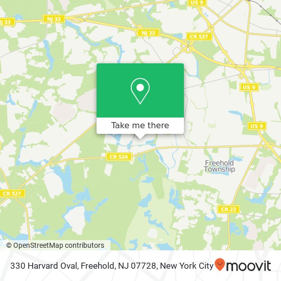 Mapa de 330 Harvard Oval, Freehold, NJ 07728