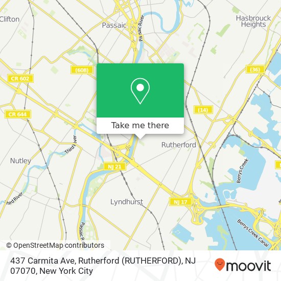 Mapa de 437 Carmita Ave, Rutherford (RUTHERFORD), NJ 07070