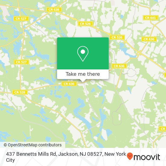 Mapa de 437 Bennetts Mills Rd, Jackson, NJ 08527