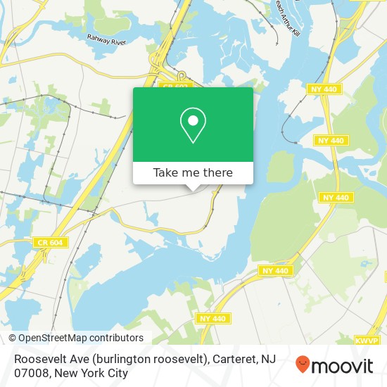 Mapa de Roosevelt Ave (burlington roosevelt), Carteret, NJ 07008