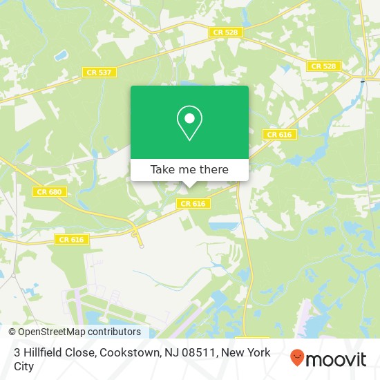 Mapa de 3 Hillfield Close, Cookstown, NJ 08511