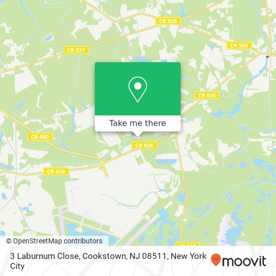 Mapa de 3 Laburnum Close, Cookstown, NJ 08511