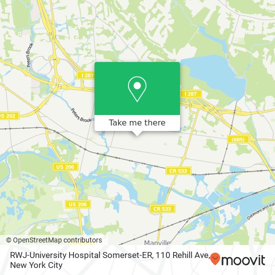 Mapa de RWJ-University Hospital Somerset-ER, 110 Rehill Ave