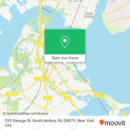 Mapa de 335 George St, South Amboy, NJ 08879