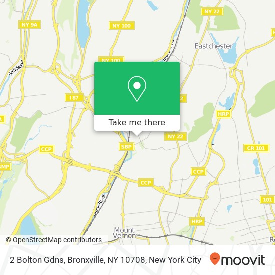 Mapa de 2 Bolton Gdns, Bronxville, NY 10708