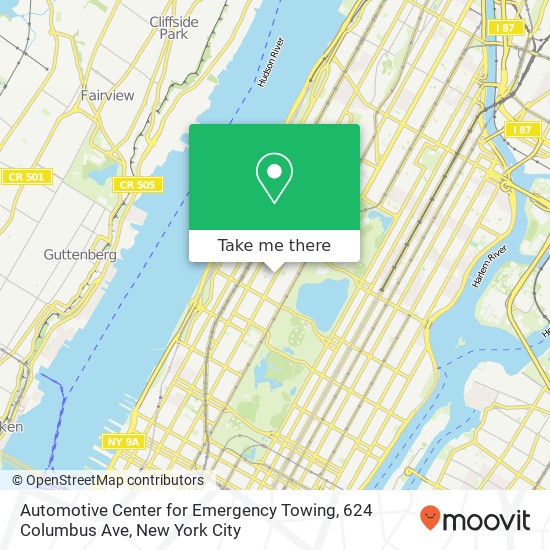 Mapa de Automotive Center for Emergency Towing, 624 Columbus Ave