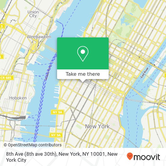 Mapa de 8th Ave (8th ave 30th), New York, NY 10001