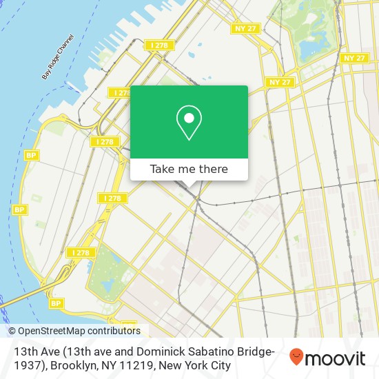 13th Ave (13th ave and Dominick Sabatino Bridge-1937), Brooklyn, NY 11219 map