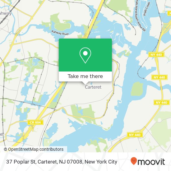 Mapa de 37 Poplar St, Carteret, NJ 07008