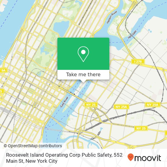 Mapa de Roosevelt Island Operating Corp Public Safety, 552 Main St