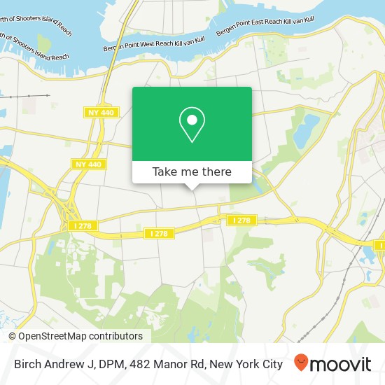 Mapa de Birch Andrew J, DPM, 482 Manor Rd