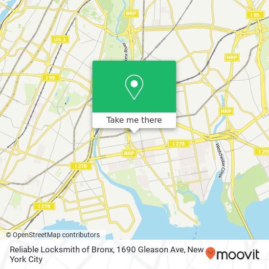 Reliable Locksmith of Bronx, 1690 Gleason Ave map