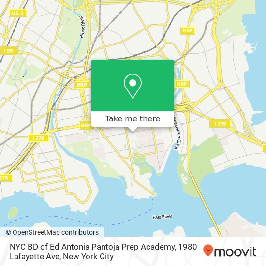 Mapa de NYC BD of Ed Antonia Pantoja Prep Academy, 1980 Lafayette Ave