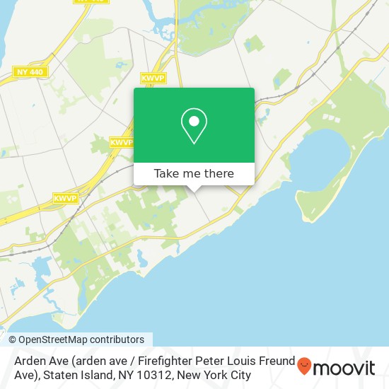 Mapa de Arden Ave (arden ave / Firefighter Peter Louis Freund Ave), Staten Island, NY 10312