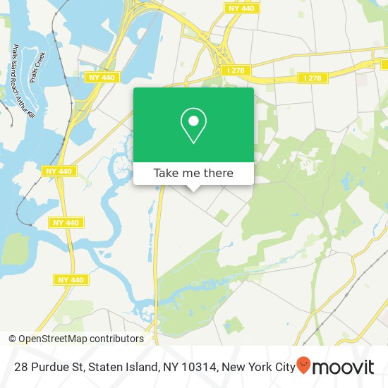 Mapa de 28 Purdue St, Staten Island, NY 10314