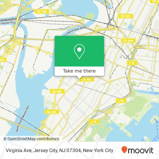 Mapa de Virginia Ave, Jersey City, NJ 07304