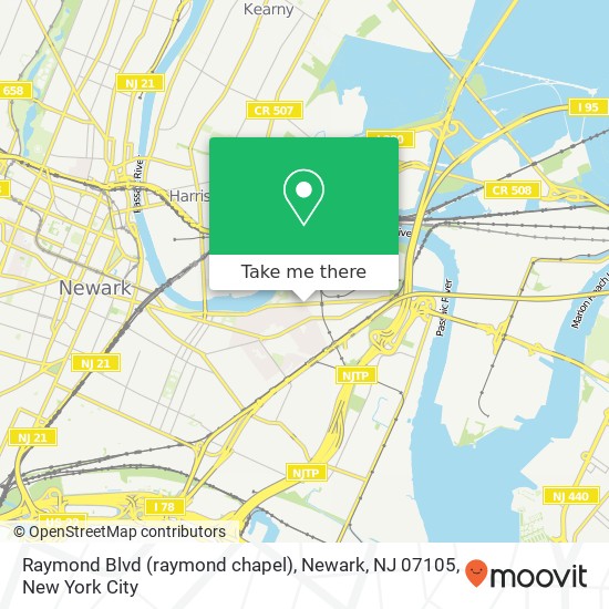 Mapa de Raymond Blvd (raymond chapel), Newark, NJ 07105