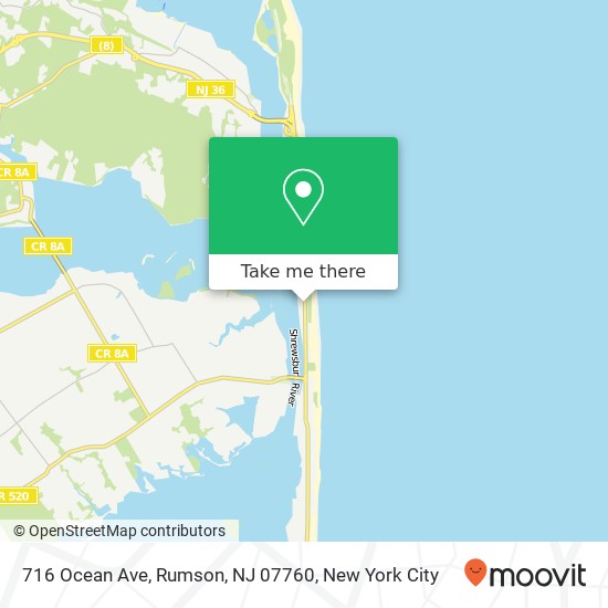 Mapa de 716 Ocean Ave, Rumson, NJ 07760