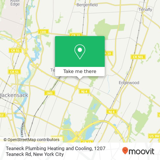 Mapa de Teaneck Plumbing Heating and Cooling, 1207 Teaneck Rd