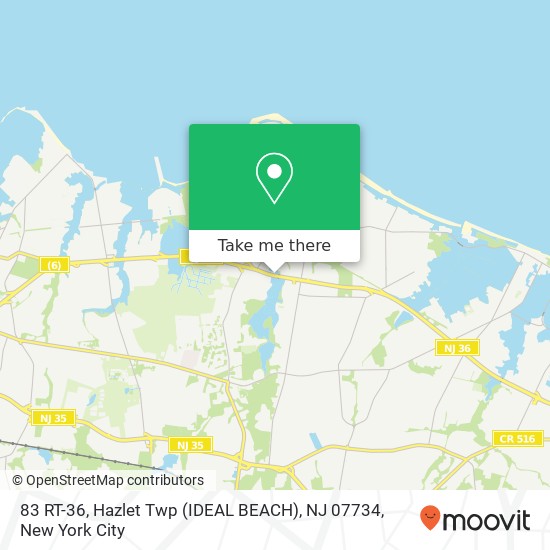 Mapa de 83 RT-36, Hazlet Twp (IDEAL BEACH), NJ 07734