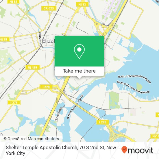 Mapa de Shelter Temple Apostolic Church, 70 S 2nd St