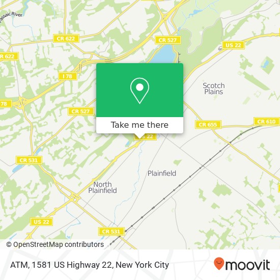 ATM, 1581 US Highway 22 map