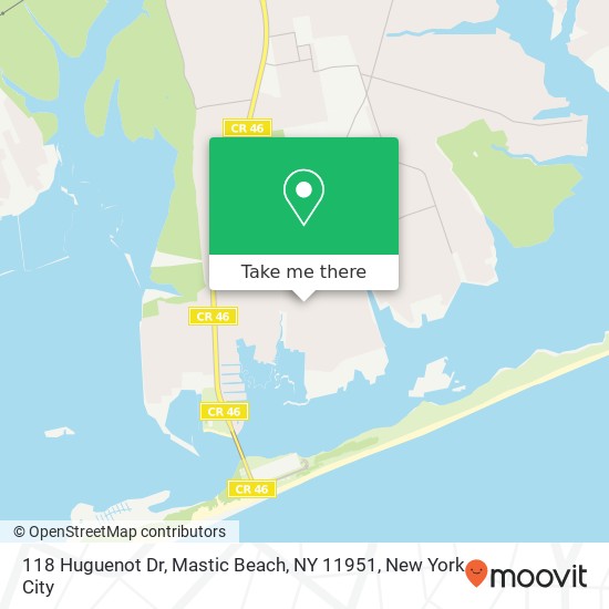 118 Huguenot Dr, Mastic Beach, NY 11951 map