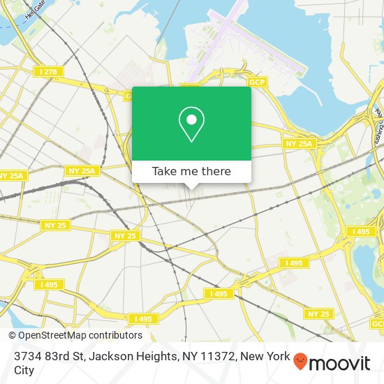 Mapa de 3734 83rd St, Jackson Heights, NY 11372