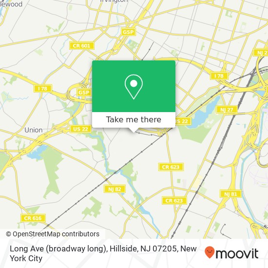 Mapa de Long Ave (broadway long), Hillside, NJ 07205