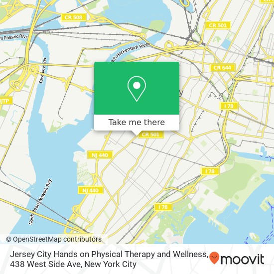 Mapa de Jersey City Hands on Physical Therapy and Wellness, 438 West Side Ave