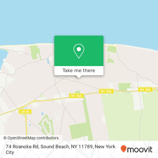 Mapa de 74 Roanoke Rd, Sound Beach, NY 11789